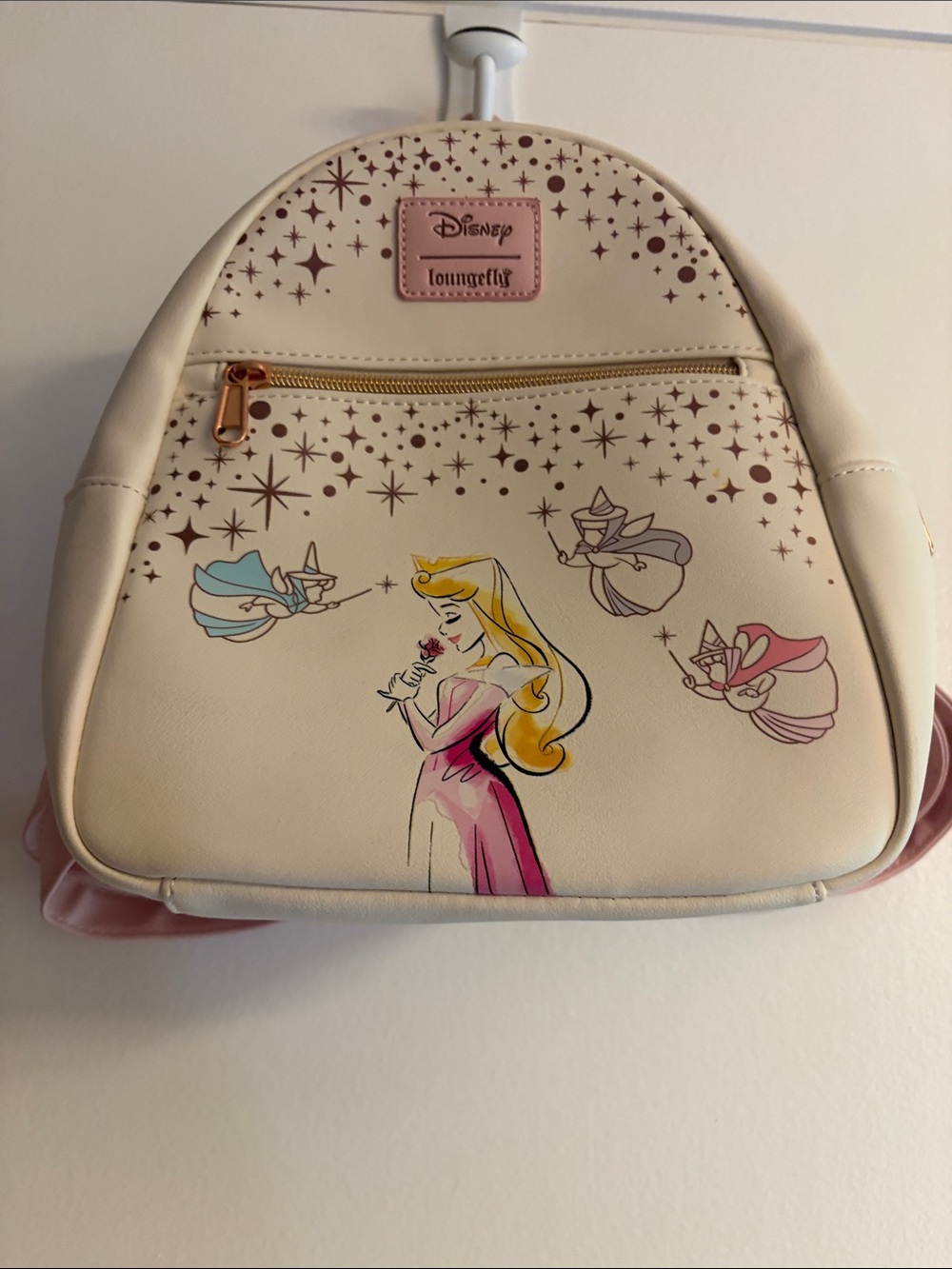 Disney Cream Aurora Mini Backpack with Pink & Gold Accents